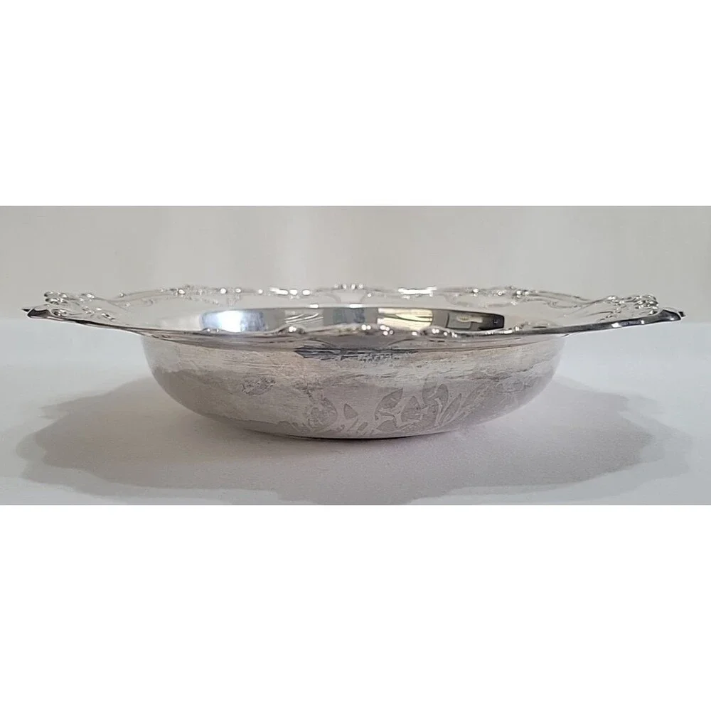Vintage Gorham Silverplate Serving Bowl YC1308 Ornate Scroll Border 10